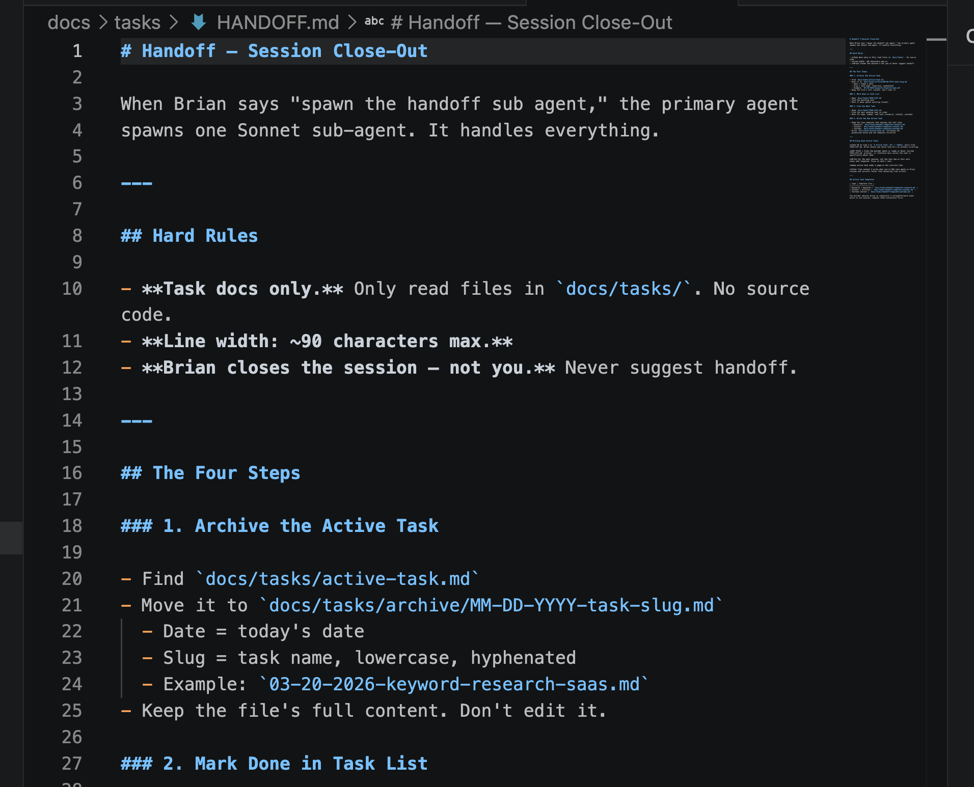 The handoff document automates the loop.